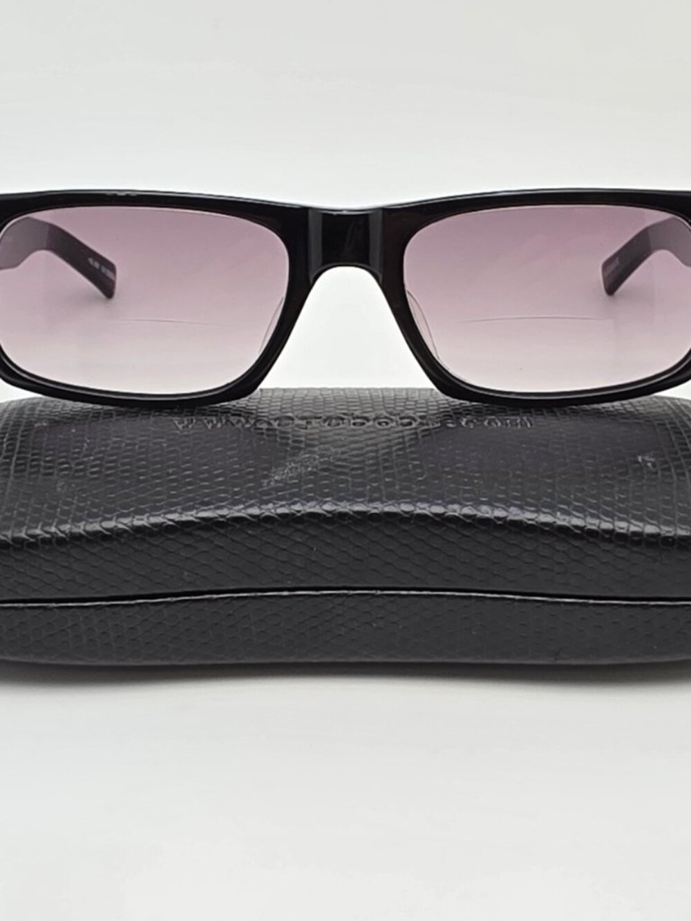 EyeBobs Huge Hefner Black Frame Brown Gradient +2.00 Bifocal Lens Sunglasses